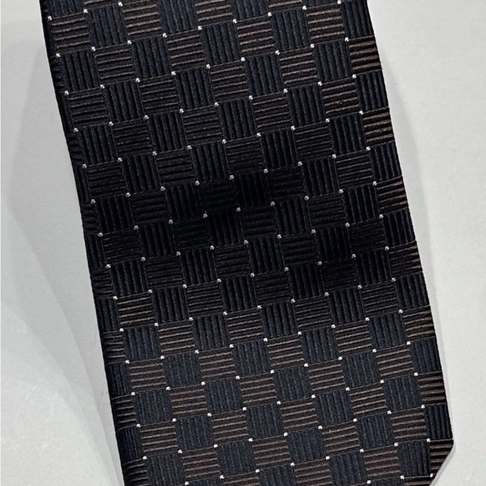 Hugo Boss Black and Brown Checkered Tie